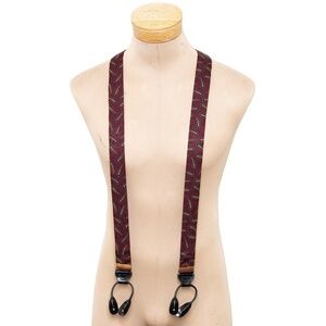 TRAFALGAR MENS ADJUSTABLE SILK SUSPENDERS BRACES BURGUDY GOLD WHEAT PAISLEY